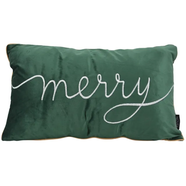 NOVÉE Velvet Merry Groen Kerst Kussenhoes | 30 x 50 cm | Fluweel/Polyester