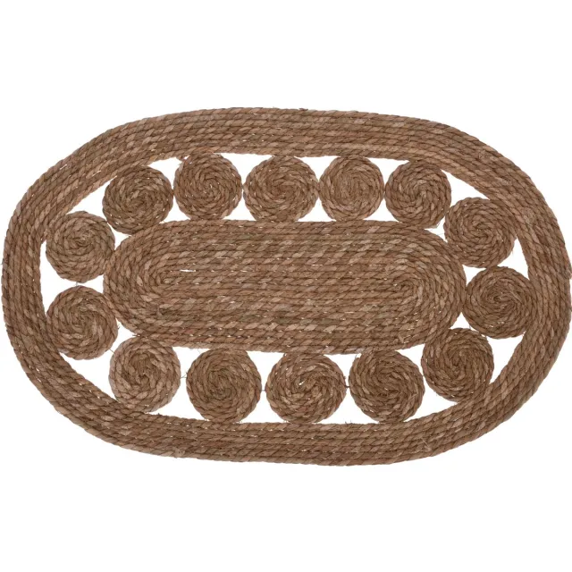 Home & Styling Deurmat Ovaal - Gevlochten - 80 x 50 cm - Vloekleed - Jute Wit