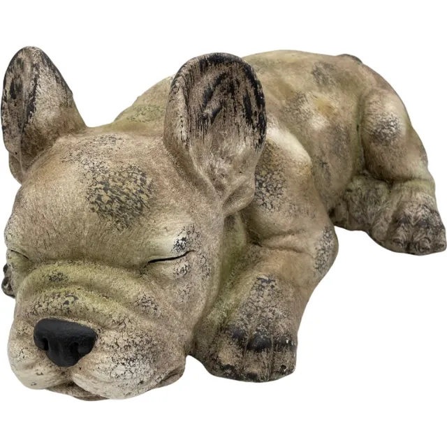 Home Sweet Home Decoratiebeeld Bulldog Hond slaapt liggend grijs wit groen steen groot 52 x 30 cm | 814055 | Home Sweet Home | Stoer & Sober Woonstijl