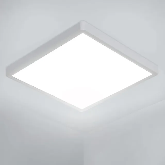 Haobosic Plafondlamp LED Vierkant Ultradun 36W 30cm IP44 3240LM 6500K Wit Licht - Moderne Plafondverlichting voor Slaapkamer, Badkamer, Woonkamer, Keuken, Balkon White