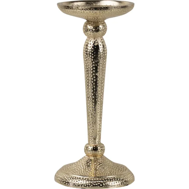 Mars & More Kandelaar gehamerd - champagne goud - 22 cm hoog