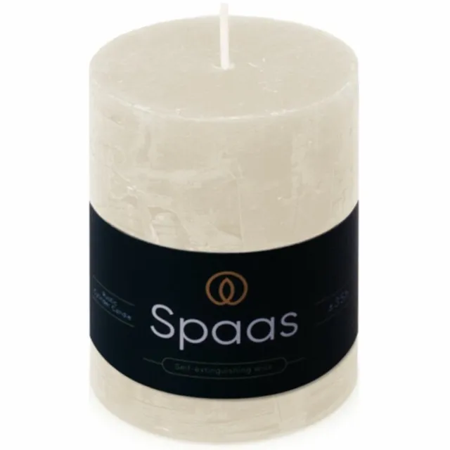 Spaas Rustieke Pillarkaars ± 35 branduren Wit