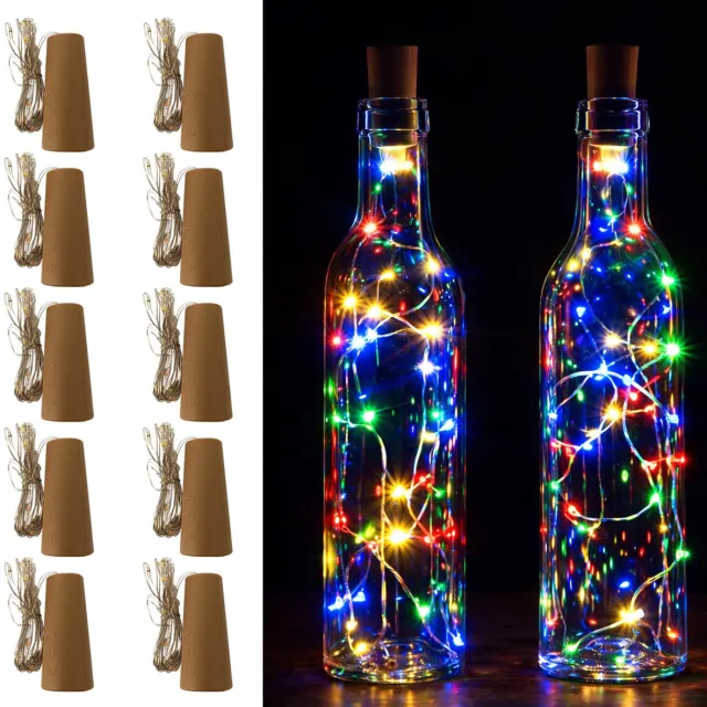 Happy Happenings Flesverlichting - Multicolor - 10 Stuks - Met Kurk- Lampjes Slinger - Lichtjes Slinger Op Batterijen - Fairy lights - Feestverlichting & Sfeerverlichting - Binnen & Buiten