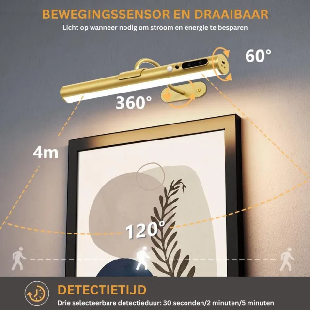 Br@ndless Spiegellamp badkamer - Wandlamp - Spiegelverlichting - 32x4x4 - Goud