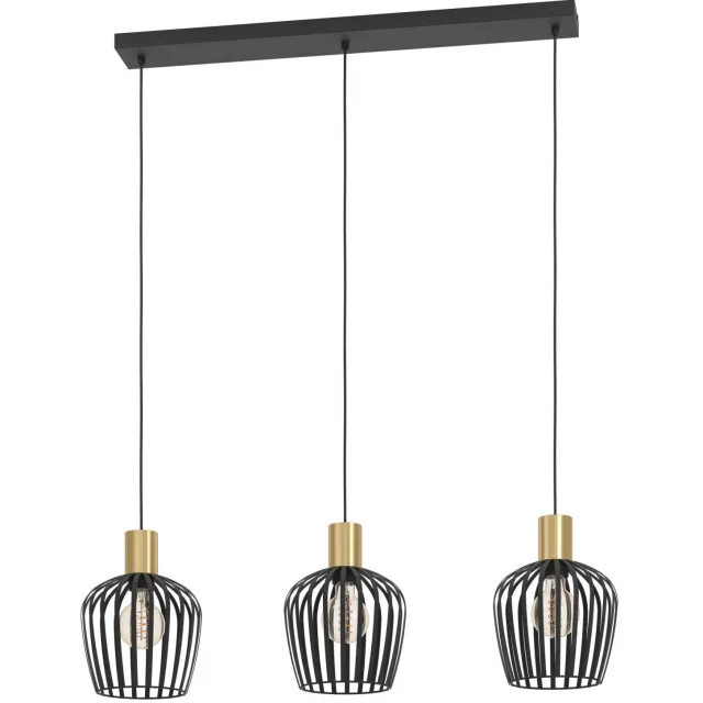 EGLO Empoli Hanglamp - E27 - 90 cm - Zwart|Goud Zwart;Geborsteld Messing;