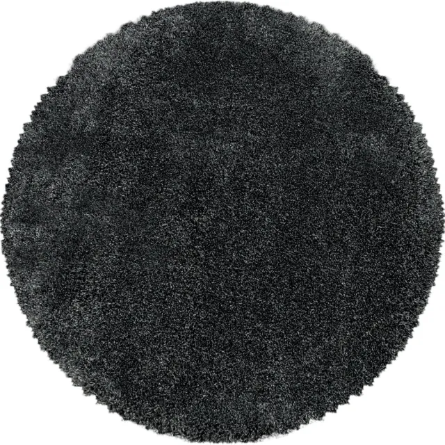 flycarpets Luna Vloerkleed Rond - Grijs - Hoogpolig - 160 cm