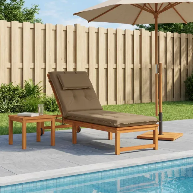 vidaXL Ligstoel Kussen GEMERT 100% Polyester Taupe 190 x 60 x 9 cm