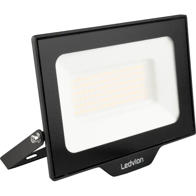 LEDVION ECO LED-schijnwerper buiten, IP65, 50W, 110lm/W, natuurlijk wit, 4000K, superhelder, breedstraler, buitenlamp Zwart