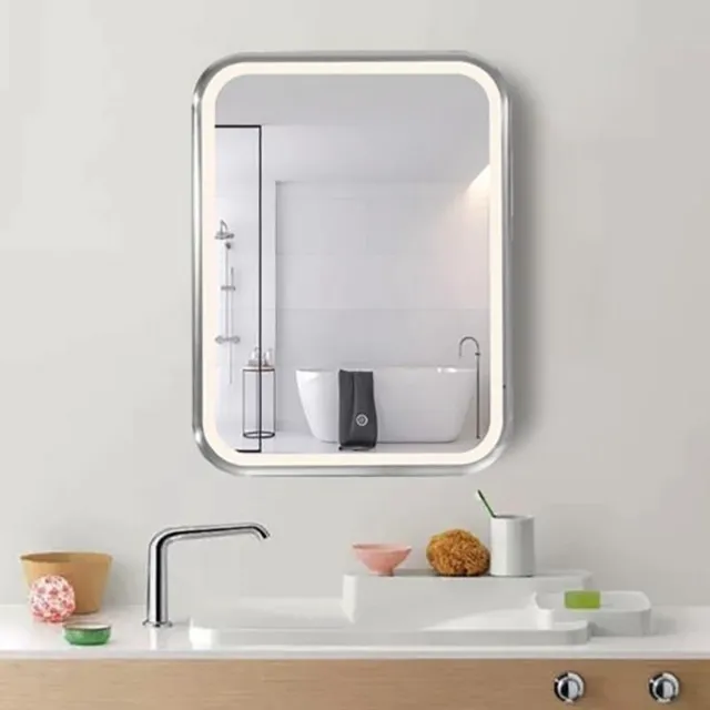 Silumen Rechthoekige LED Spiegel 35W 60x80cm + ALU Touch Switch voor Badkamer - Wit licht - Kunststof - Wit - SILUMEN