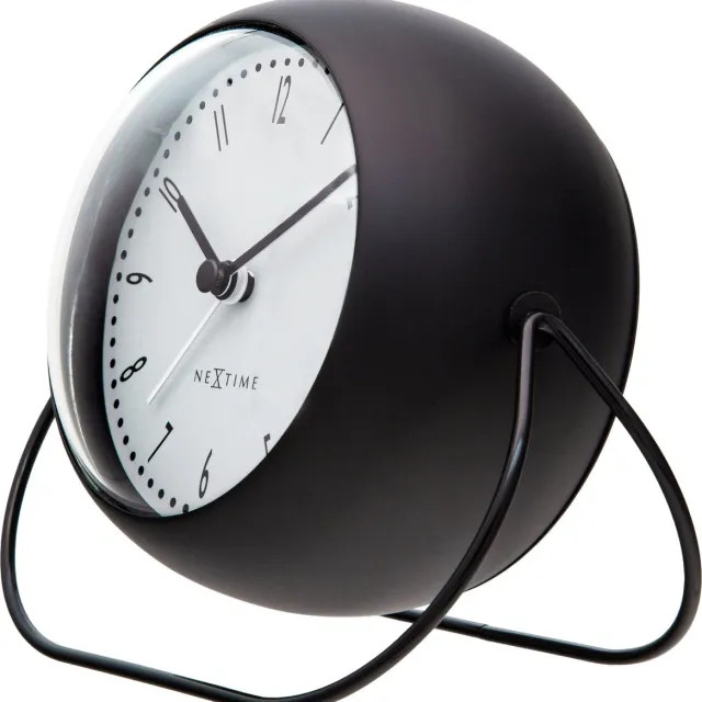 NeXtime Bubble Alarm Clock – Tafelwekker – 14 × 12 × 8 cm – Metaal – Zwart – Stil