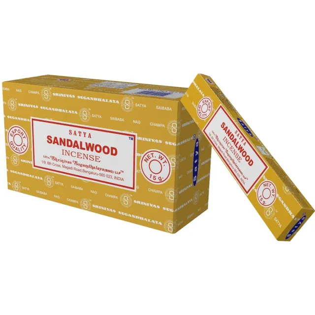 Satya Wierook Satya Sandalwood - doos met 12 pakjes van 15 gram bruin