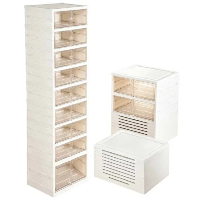 OFMOTRA Schoenenrek - Schoenenkast - Schoenenbox - 9 Niveaus - Opvouwbaar - tot 18 Paar Schoenen -Schoenen Opbergsysteem - Stijlvol -35 x 45 x 167.6cm - Transparant - Wit