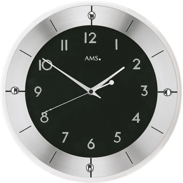 AMS radiocontrol - Klok - Rond - Aluminium/Glas - Ø31 cm - Zwart