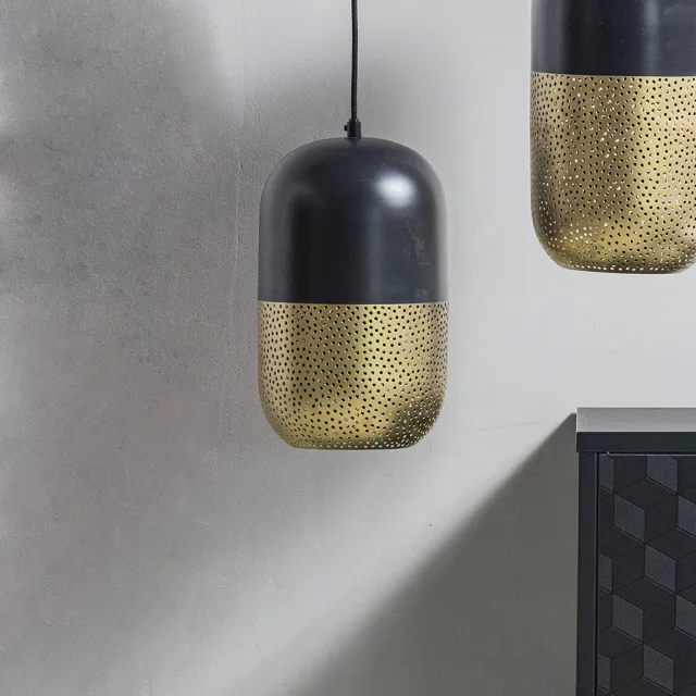 WOOOD Hanglamp 'Tirsa' 36cm zwart/brass