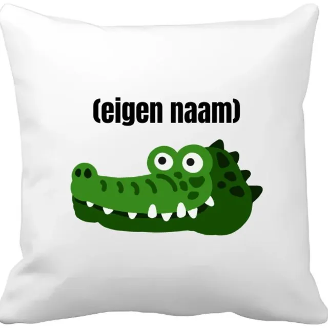 Akyol krokodil hoofd met eigen naam Kussen hoes - Krokodil - krokodillen liefhebbers - iemand die houdt van krokodillen - verjaardag - cadeau - kado - 40 bij 40 cm Multicolor