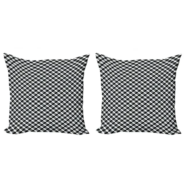 ABAKUHAUS Kussenhoes Set – Geometrische Cirkel – 2x45x45 cm – Dubbelzijdig bedrukt – Zwart/Wit/Grijs
