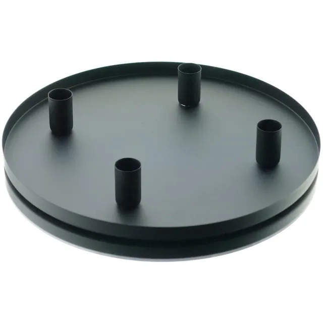 Kaemingk BV Kaemingk dienblad zwart met 4 magneet-kaarshouders Ø 30 cm metaal