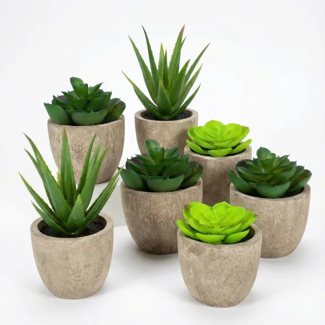 GreenDream 6 stuks Kunstplanten - Mini Vetplanten 10 cm - Cadeautip Groen