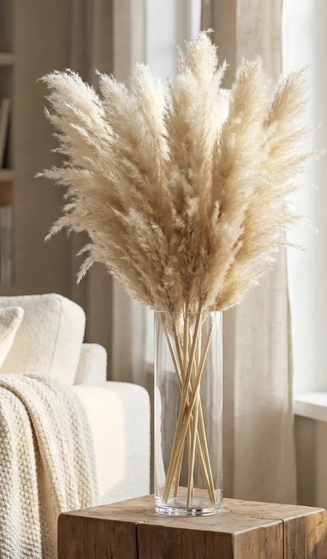 Natuurlijk Bloemen Pampas pluimen - XL Fluffy Pampas grass - 3 stuks - Beige - Naturel - Natuurlijk Bloemen Creme