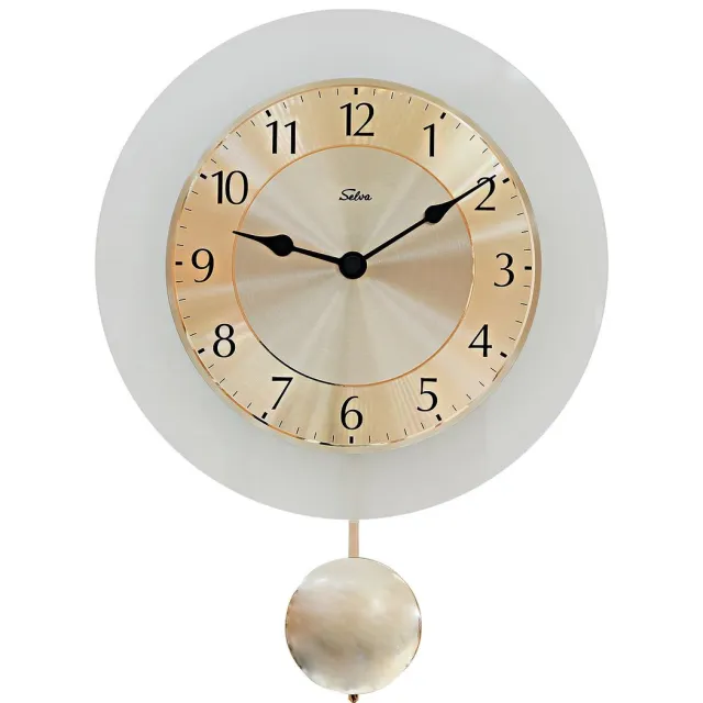 Selva radiografisch bestuurbare slinger wandklok glas merching Leer