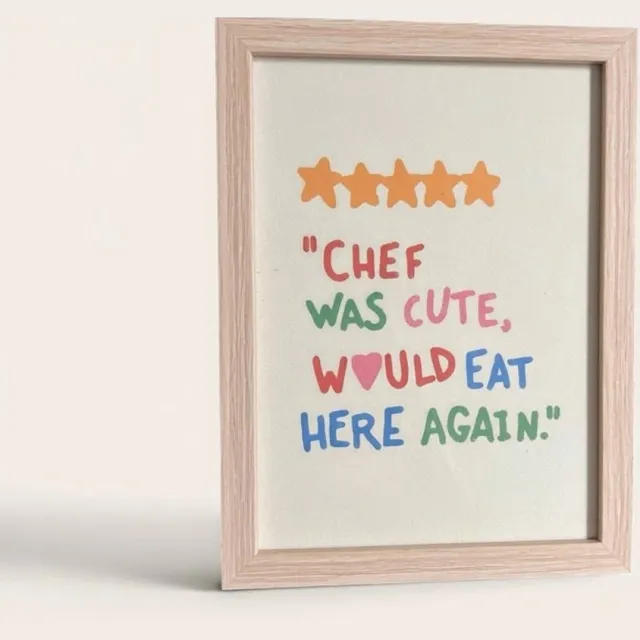 KAE Design Poster - Google Chef Review 5 Stars - Art Print - 13x18cm - Framed Wood