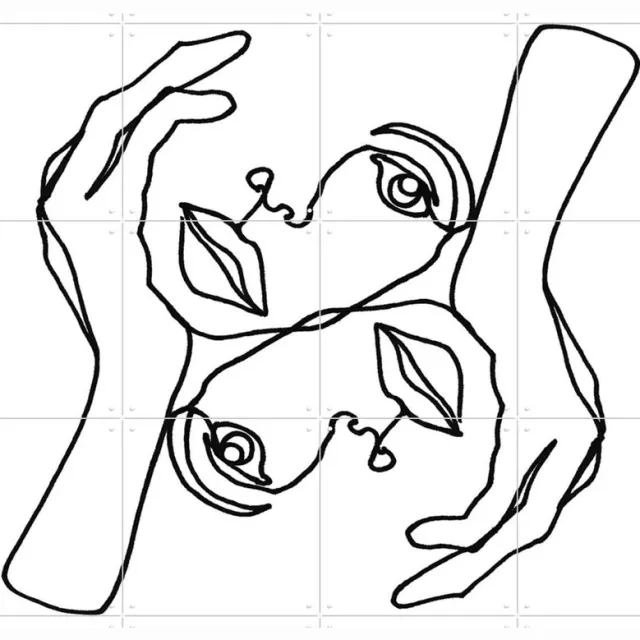 IXXI Julie, Julia Hariri - 80 x 100 cm - Grote wanddecoratie en posters - Illustraties, Abstract, Line art, Minimalisme, Woonkamer, Slaapkamer Zwart / Lichte tinten / Zwart en wit