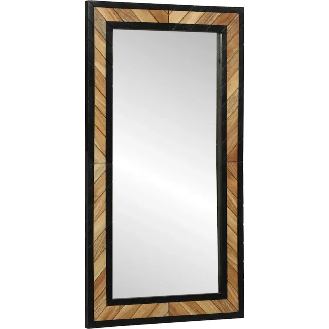vidaXL Wandspiegel Zwart en Bruin 50 x 2 x 90 cm Massief Acaciahout