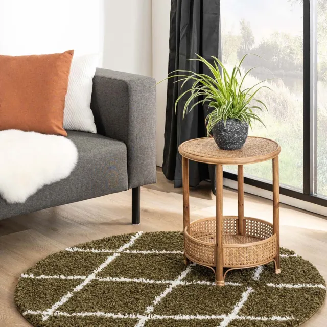Boho&me Rond berber vloerkleed - Habitat olijfgroen/wit 300