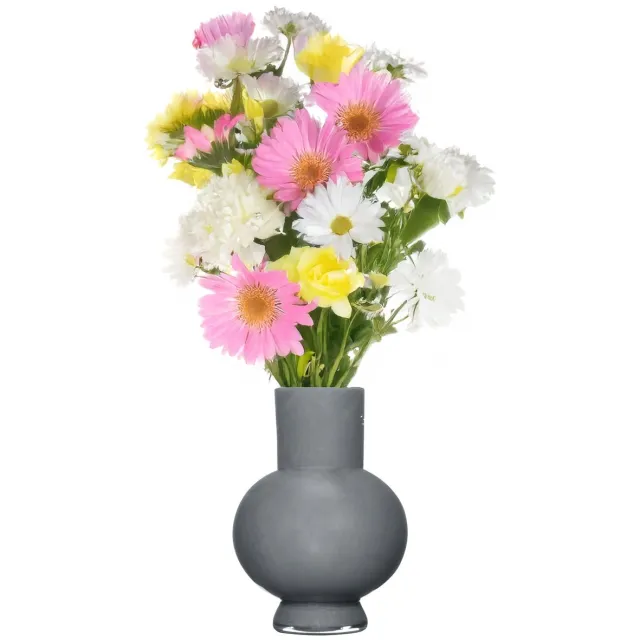 Hakbijl Glass Bloemenvaas Deborah - donker Grijs - glas - D20 x H 26 cm Dark grey