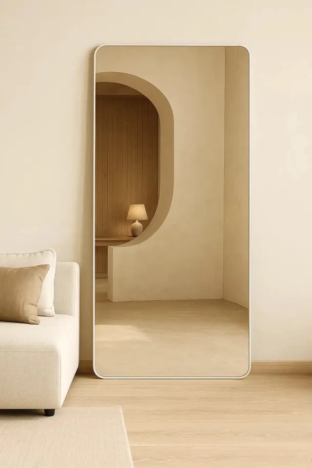 Nordic Style® Rechthoekige spiegel 180x80cm - Mat Wit - Scandinavische Spiegels - Vierkant - Pas spiegel - Staande spiegel - Kleedkamer spiegel - Pas