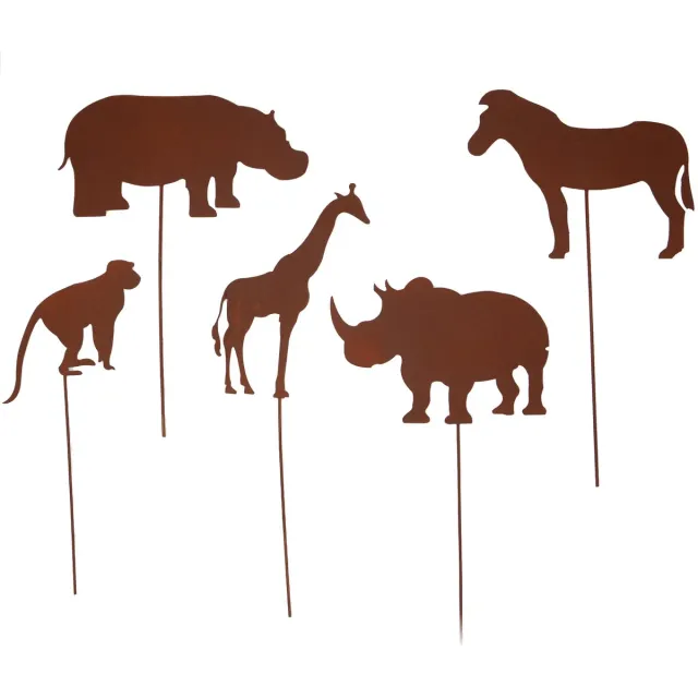 UNUS Tuinsteker Afrikaanse dieren roestlook set van 5