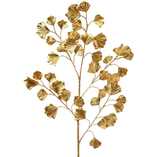 Viana Gingko tak decoratieve kunstplant brons glitter 84cm goud
