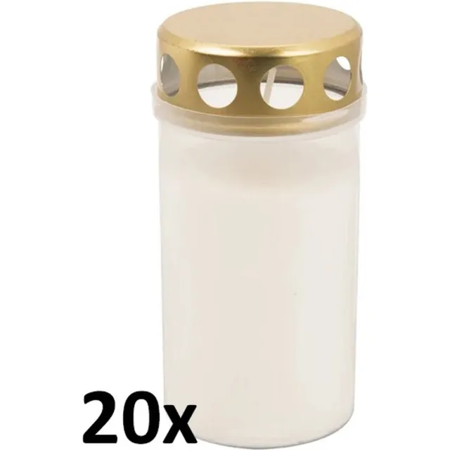 Smulders Deco 20 stuks graflicht wit transparant met regen deksel nr. 3 115/58 (52 uur)