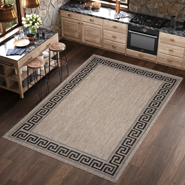 Tapiso Melissa Vloerkleed Bruin Frame Binnen Buiten Laagpolig Tapijt Maat- 240x330 Bruin 8
