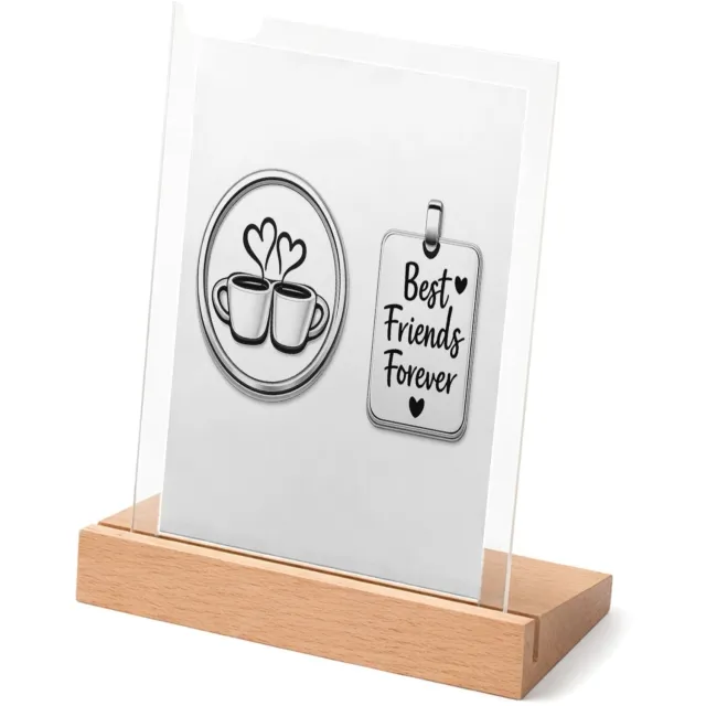 Mr Cadeautjes Glasframe met vaste tekst - design Een minimalistische vriendschapsbadge met een eenvoudige ill | cadeau Wit