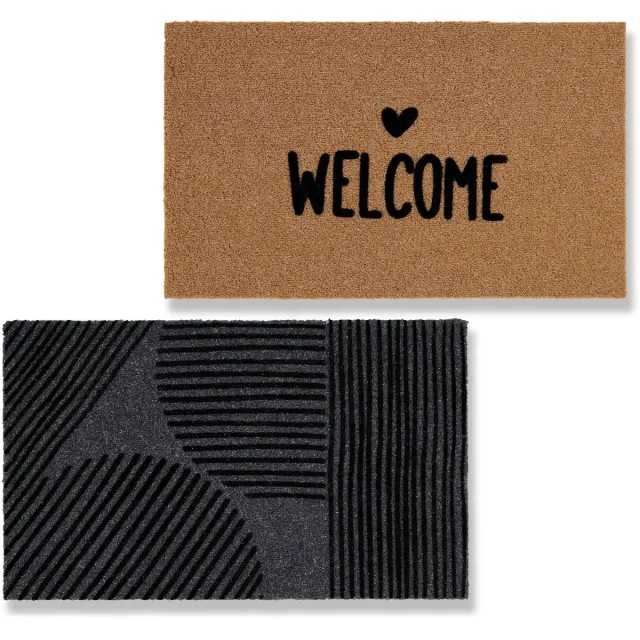 Unyqoos Set van twee buitenmatten met stijlvol design en antislip oppervlak Welkom + Graphics