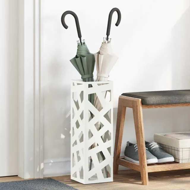 vidaXL Regen paraplu standaard Wit 15,5 x 15,5 x 49 cm Staal
