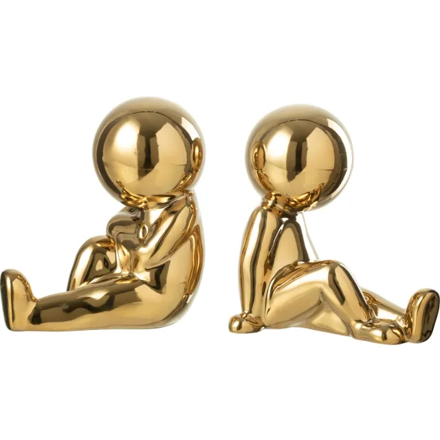 J-Line boekensteun Marcel - polyresin - goud