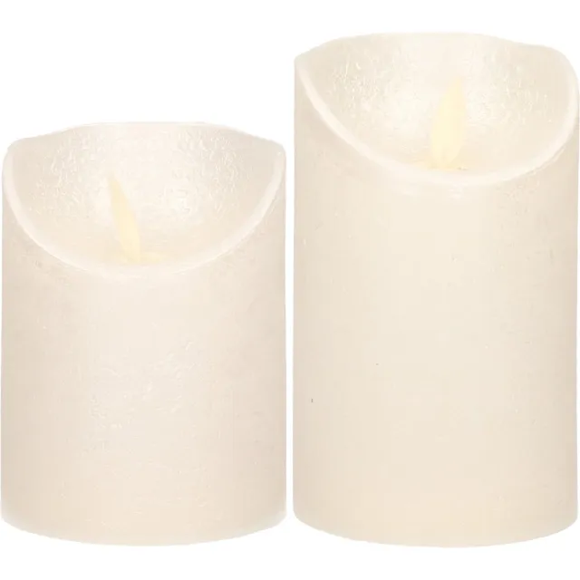 Anna's Collection LED kaarsen/stompkaarsen - set 2x - parel/creme - H10 en H12,5 cm - bewegende vlam