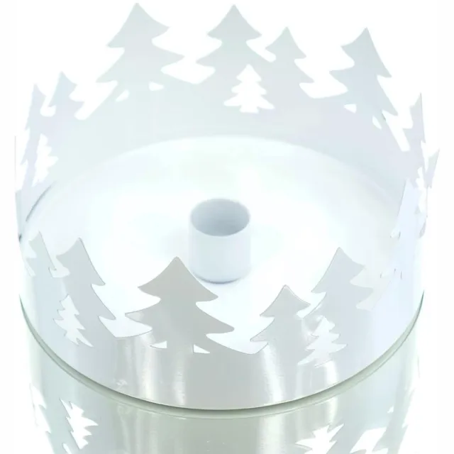 Boltze Kerstkandelaar Ella Bossilhouet Wit O 15 cm - Metaal