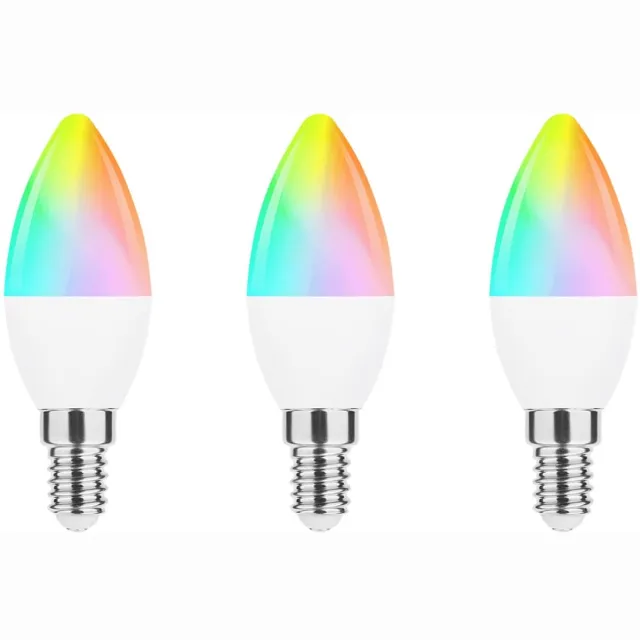Modee Smart E14 Led Lamp - 4.9 W - Slimme Lamp - App Bediening - RGB en Neutraal Wit - B35 Kaarslamp - 3 Stuks