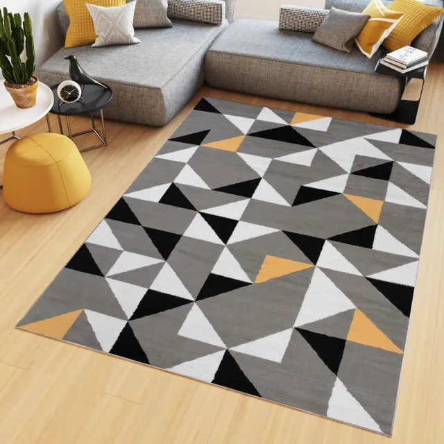 Tapiso Maya Vloerkleed Grijs Laagpolig Geel Tapijten Maat- 200x300 Lichtgrijs Geel 2