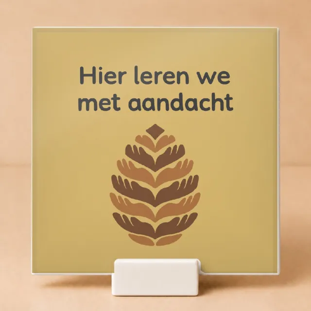 Bedruk King Rustieke Meester van de telefoonvrije klas Tegel – Boho wanddecoratie met zachte vormen voor aandachtige leerkrachten - 15 x 15 cm met houder Wit