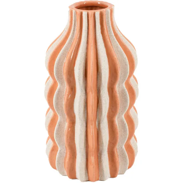 Homebound by Kolony HomeBound by KY | Aardewerk vaas stripes sandstone | bloemenvaas gestreept Oranje