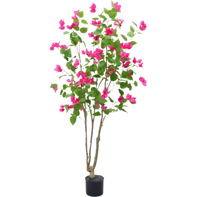 Happiq Kunstmatige Bougainvillea Boom - Voor Thuiskantoor & Binnen - Faux Bloeiende Boom met Bloemen en Bladeren in Pot - 150 cm - 150cm Groen