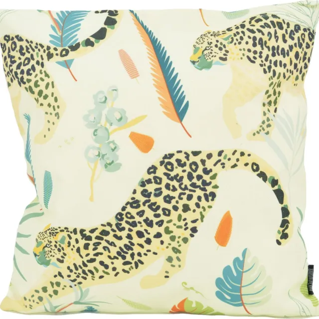 Gek op Kussens! Luipaard Groen Kussenhoes | Outdoor / Buiten | Katoen / Polyester | 45 x 45 cm Beige/Groen
