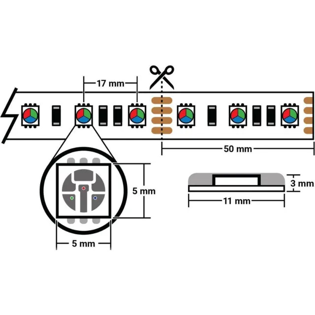 ABC-Led 1 meter blauw led strip waterproof - IP65 - 60Leds/m - 12V