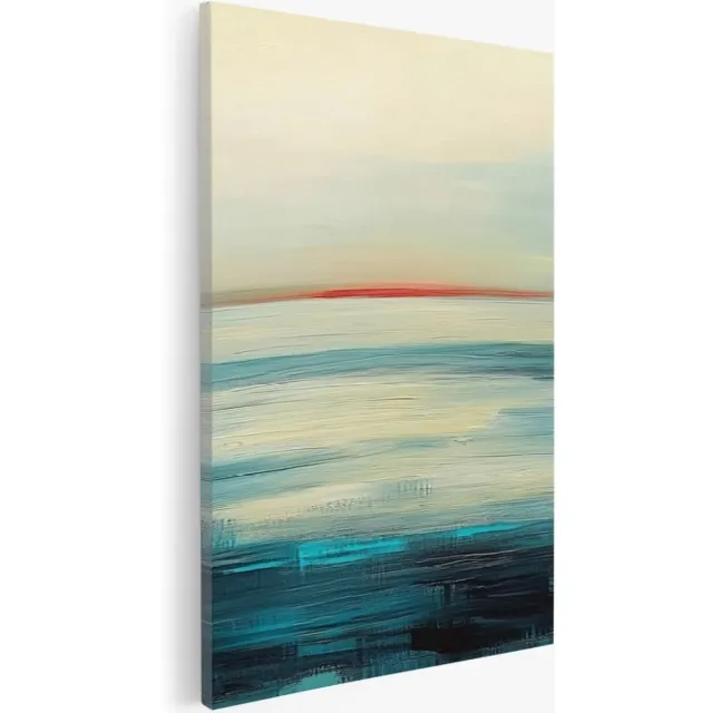 Saammp Canvas Schilderij - Minimalistisch - turqoise - Abstract - 100x150 - Foto op canvas - Wanddecoratie - Muurdecoratie Woonkamer - Kantoor Decoratie Multicolor
