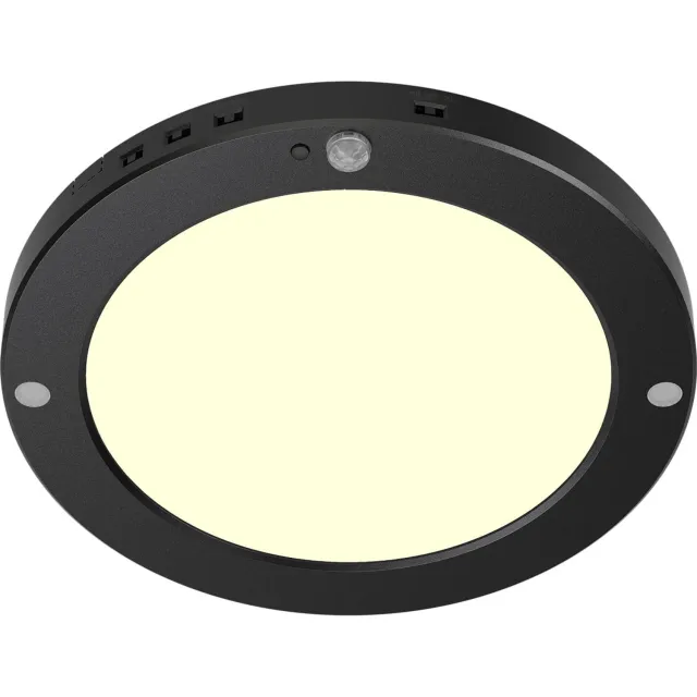 BES LED LED Plafondlamp met Bewegingssensor + Dag en Nacht Sensor - Brinton Noctis - 20W 1800lm - Warm Wit 3000K - Opbouw/Inbouw - Zwart Rond