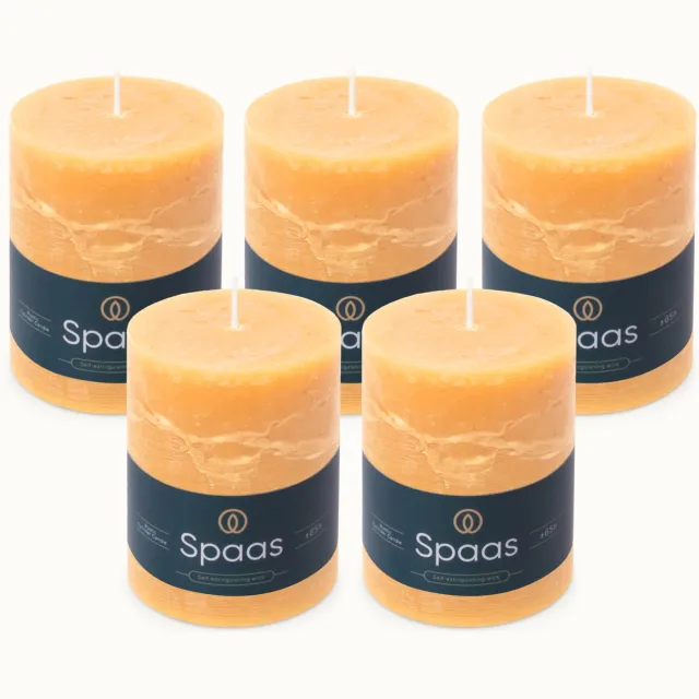 Spaas Rustieke Stompkaarsen – Zandkleur – 80/110mm - circa 65u - 5 kaarsen